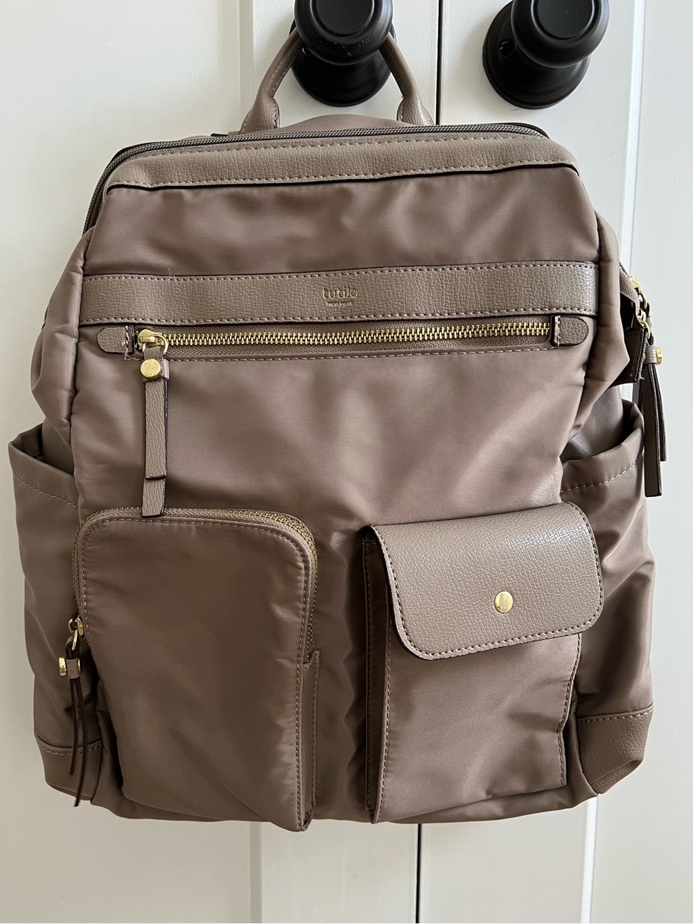 Tutilo New York Taupe Mushroom Women’s Multi Pockets Backpack Diaper bag Laptop